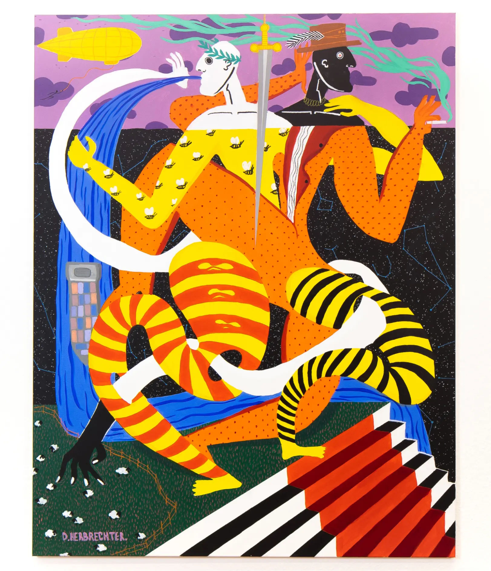 Painting No. 2 by David Herbrechter — acrylic on canvas, figurative city scene